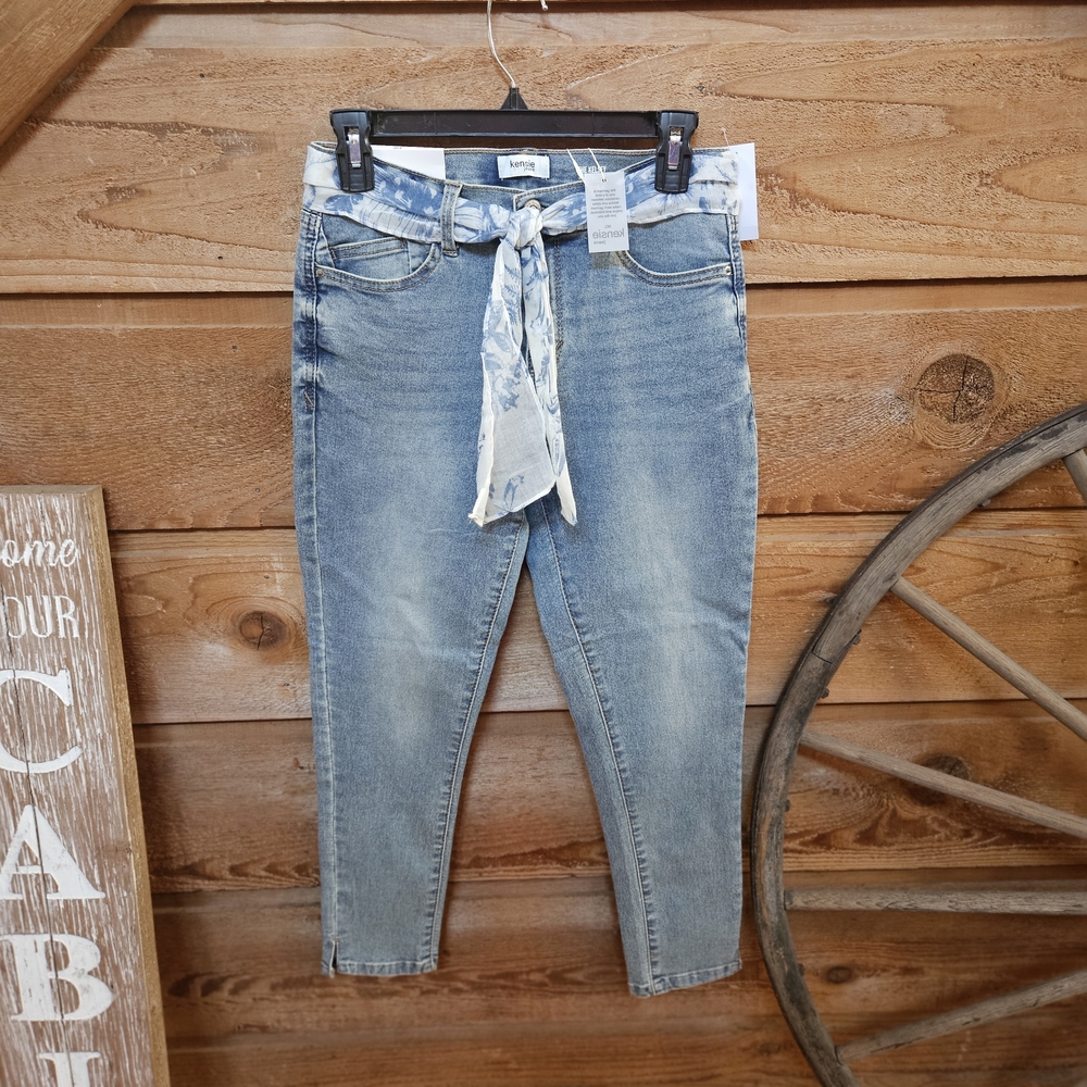 Kensie Light Blue Skinny Jeans with Tie Belt